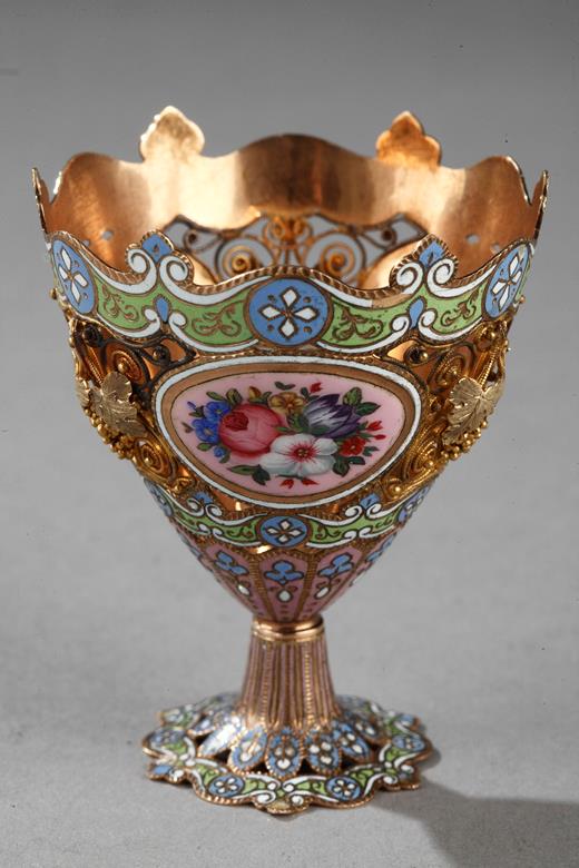 zarf, gold, enamel, turkish, coffee, 19th, century, swiss, trophies, flowers