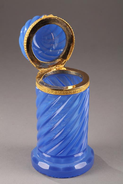 crystal, opaline, Restauration, 19th century, Charles X, gilt, blue