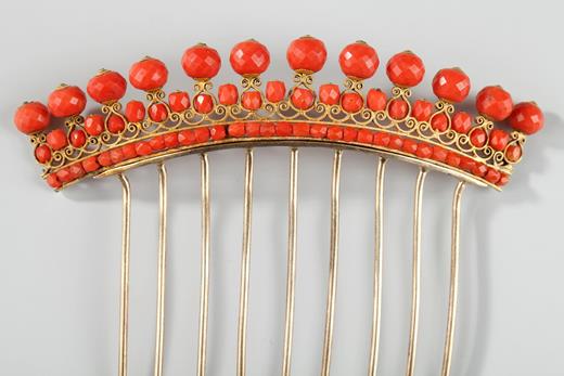 Diadem Combs With Coral. Early 19th Century. First Empire.