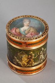 18th Century Box with miniature signed BARDIN and gold. 