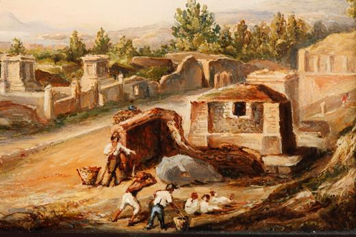 boxe, gold, eglomized, Napoli, Fixe under glass, tortoishell, 19th, Century, Pompei