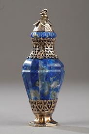 Silver And Lapis Lazuli Flask, 19th Century.