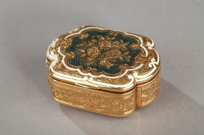 Boite en or et émail. Fin du XIXème siècle.