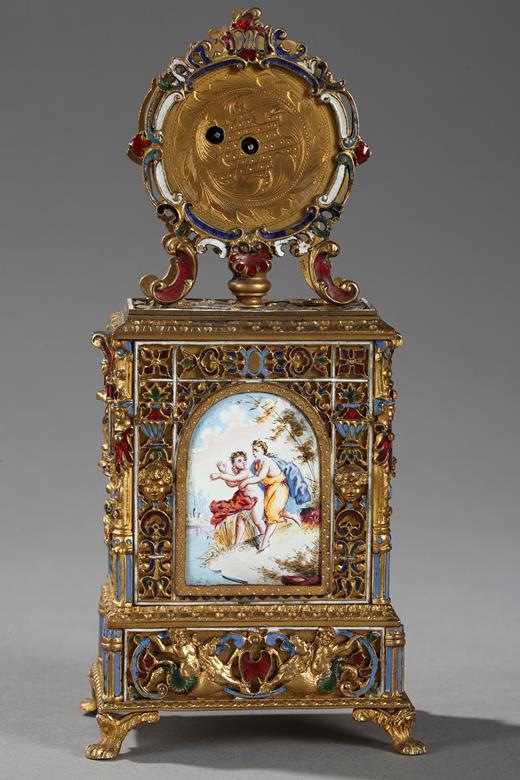 19th century Viennese enamel clock. 
