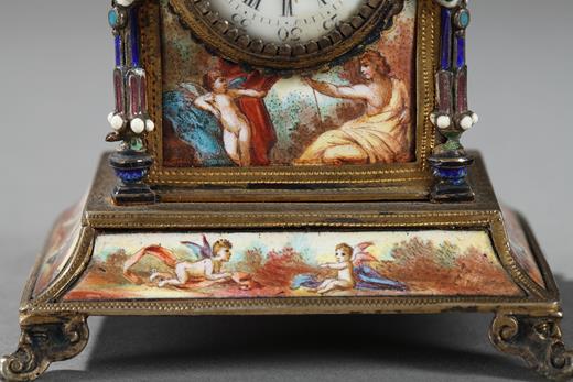 Viennese, Vienna, Enamel of Vienne, clock, Herman Boehm, Razendorfer, Rock cristal, Austria