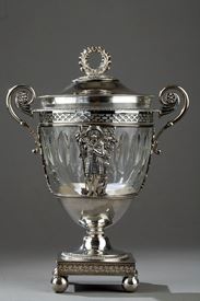 Early 19th century silver and crystal candy dish.