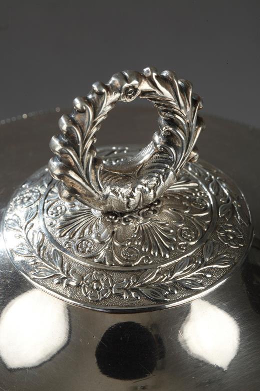 candy dish, confiturier, silvern 19th, century, crystal, child, floral