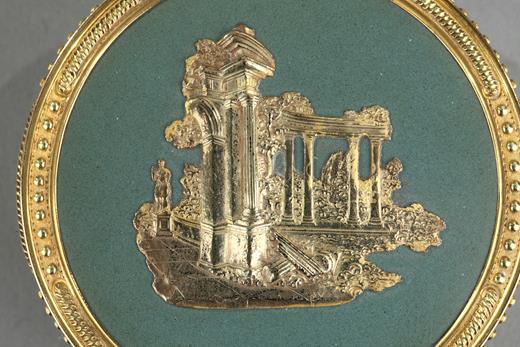 box, gold, varnish, Louis XVI, Versailles, 18th, century, ruins, green, antiques