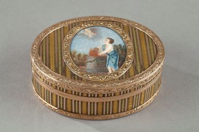 Louis XVI gold snuff box with miniature, Circa 1770.