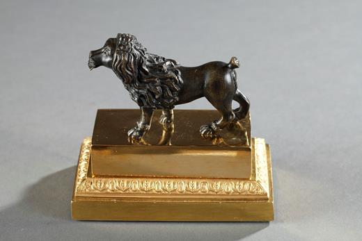 inkwell, inkstand, dog, fidelity, ink, 19th century, bronze, gilt, Victorian