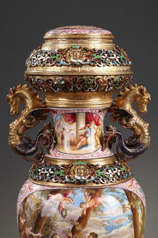 enamel, gilt, 19th, century, Vienna, Austrian, Linke, Boehm, 17th century, mythological, Romans, Milo
