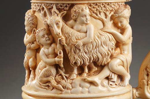 ivory, tankard, 19th, century, Bacchus, Antique, hunting, Renaissance