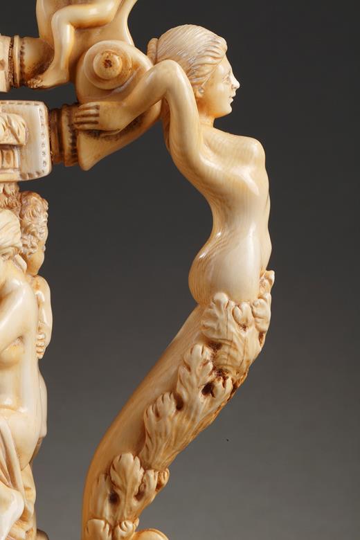 ivory, tankard, 19th, century, Bacchus, Antique, hunting, Renaissance