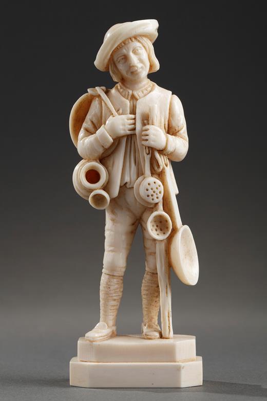ivory, dieppe, sculpture, figures, 19th, century, Migeon, street trades, Callot