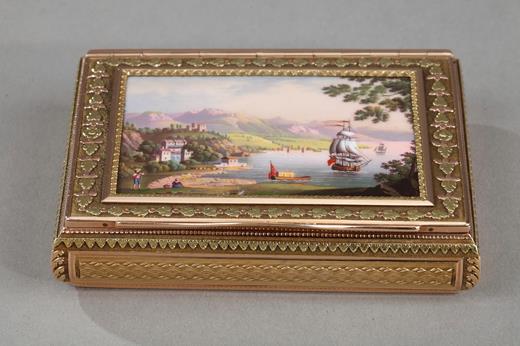 Swiss, gold, box, enamel, 19th century, Richter