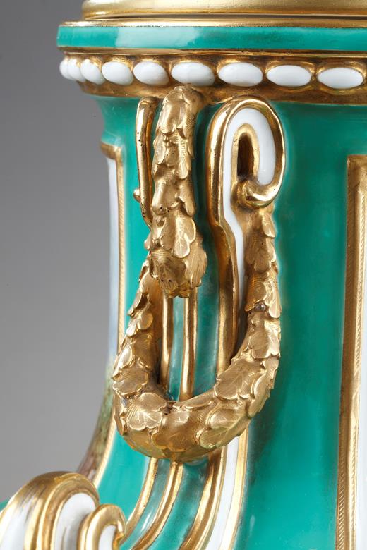porcelain, vases, Style, Louis XV, Npoleon III, 19th century, green, flowers, shepards, Boucher