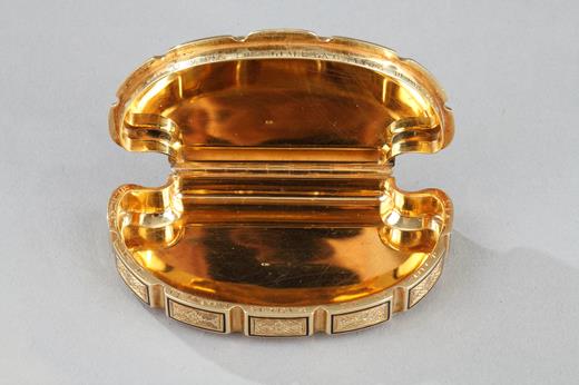 Mid-19th Century gold and enamel box. 
Dedication of  Anna Pavlovna, Grand-Duchess of Russia.