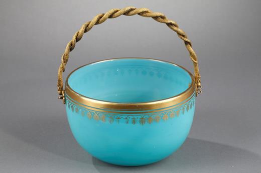 cup, opaline, crystal, opale, blue,  turquoise, Charles, X, Restauration, XIX, époque, gilded bronze, gothic, cathedral, glass, cristallerie, snake, animal