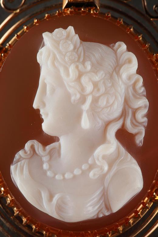 cameo, gold, pendant, brooch, Napoleon III, style, Antique, pearls, agate, jewel