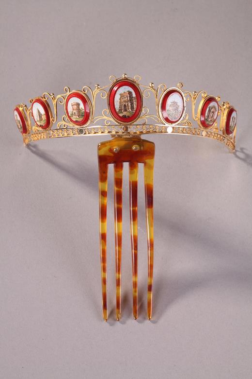 comb, gold, Roma, Crown, Empire, jewlery, Marie-Louis, Micromosaic,Napoleon 1st, Empire, Joséphine