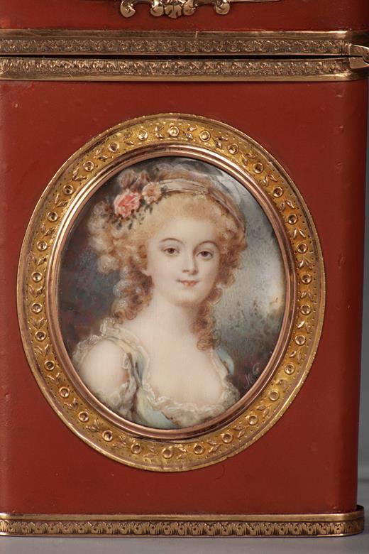  18th century portrait of Princess Bathilde d'Orléans, miniature of Louis Antoine de Bourbon-Condé, duc d'Enghien Louis XVI, composite material, miniature, Mozart, Louis XVI, ivory tablet, 18th century  carnet de bal 
