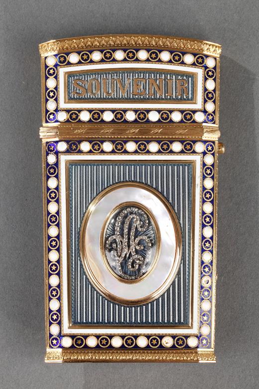 dancer card, ivory case, gold, enamel, souvenir d'amitié, 18th century