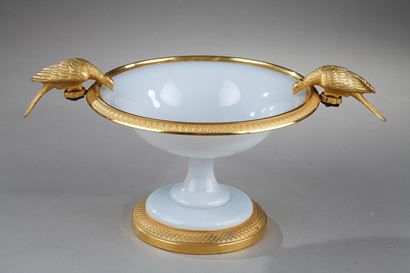 Early 19th Century Opaline Crystal Cup With Birds.