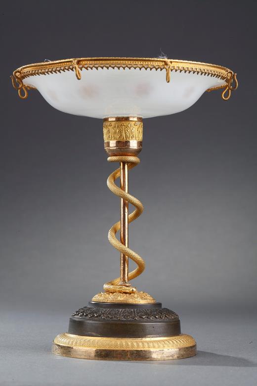 opaline, charles X, XIXème siècle, bronze, doré, baguier, coupe