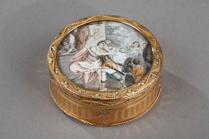 18th century gold box with miniature on ivory. 