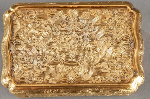 Gold, box, snuff-box, Hanau, scrolls, 19th century, Victorian, Victoria