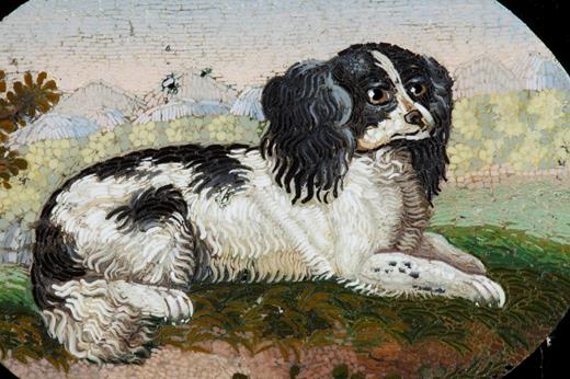 micromosaic, gold, italian, dog, 19th century, grand tour,