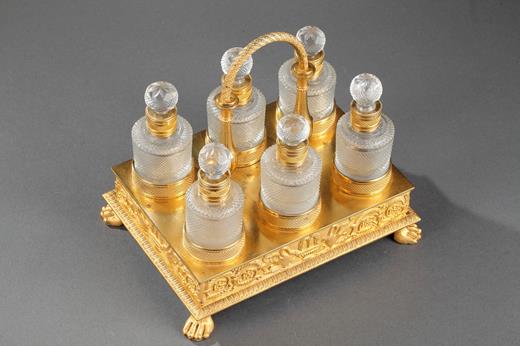Charles X Cut-Crystal and Gilt Bronze Perfume Cellaret.