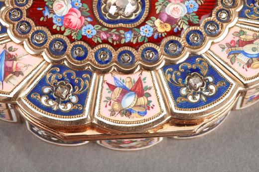 gold, box, snuffbox, daimond, enamel, oriental market, 19th century, swiss