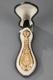 A mid-19th century gold mounted crystal scent bottle. 