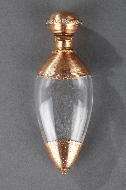 gold, crystal, monogramme, 19th century, perfume, bottle, scent bottle