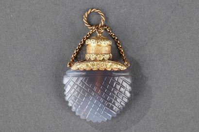 Late 18 th  Century Opaline perfume Flask with Gold.