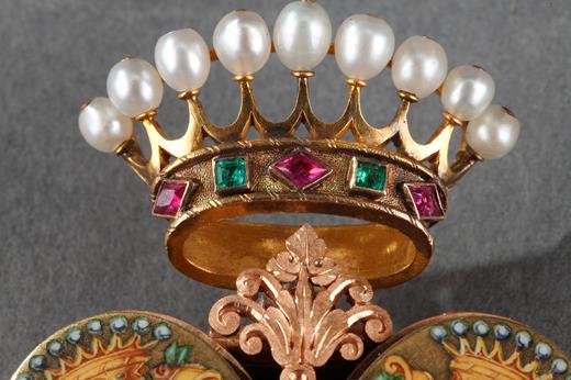 jewel, gold, enamel, pearls, stones, 19th century, chatelaine