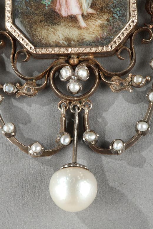 pendant, silver, ivory, miniature, pendant, jewellery, 19th, century, 18th, taste, Victoria