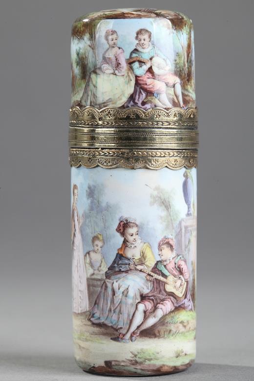 flask, silver, enamel, Limoges, 19th century, 