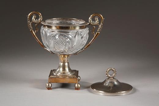 Early 19th century silver and crystal candy dish. Louis Dupré. 