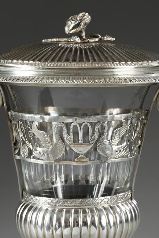 First Empire silver et crystal candy dish. 