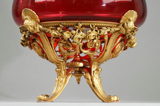ruby, glass, crystal, gilt, bronze, centerpiece, Baccarat, 19th, century, Napoleon III