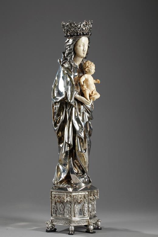 silver, virgin, child, ivory, 19th, century, gothic