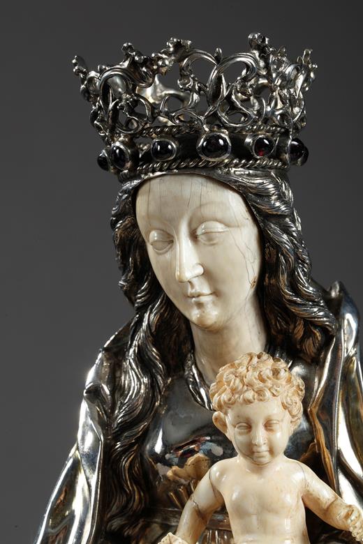 silver, virgin, child, ivory, 19th, century, gothic