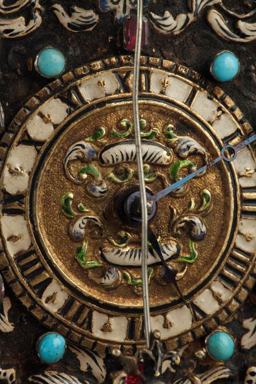 silver, turquoise, vermeil, enamel, clock, hard stone, 19th, century, Vienna, medieval, gothic