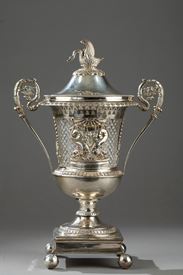 Early 19th century silver and crystal candy dish. 
