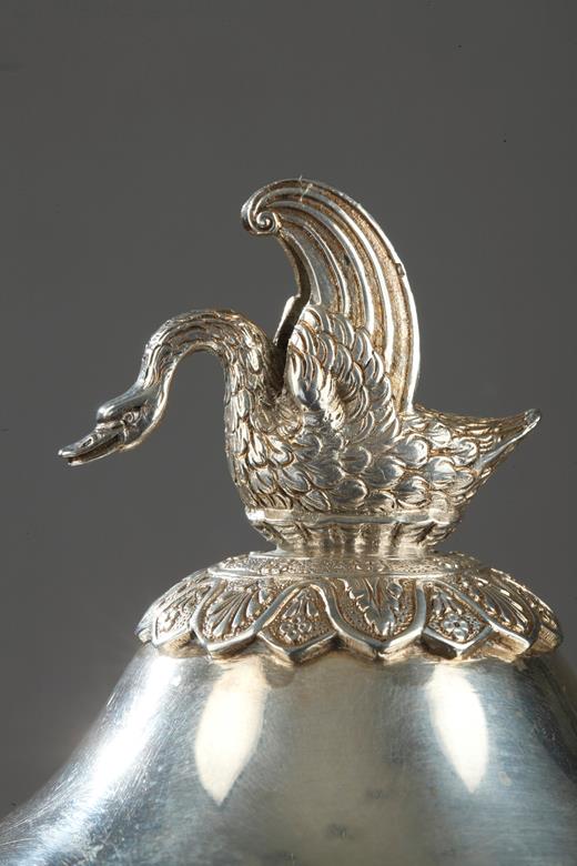 silver, crystal, cut, diamond, Empire, swan, dolphin, 19th, century, drageoir, cand dish