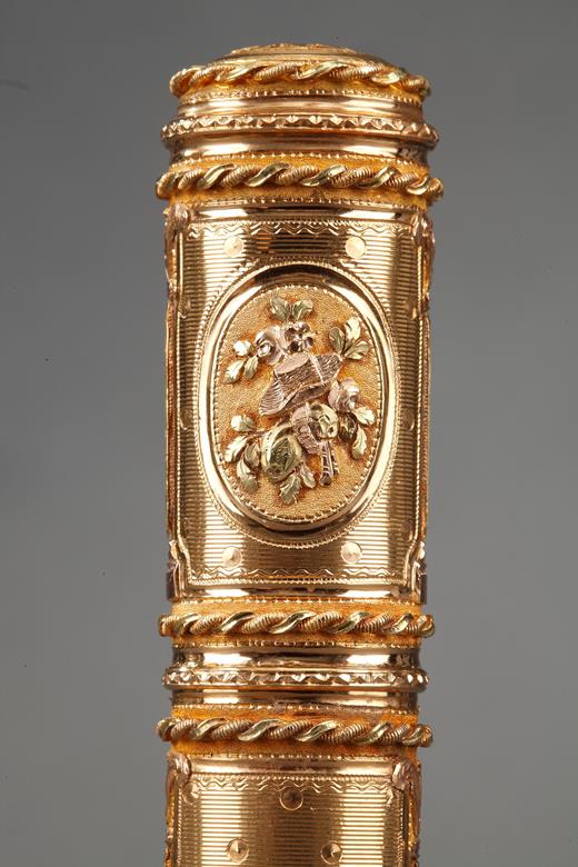 case, gold, Louis XVI, 18th , century, guilloché, trophies, wax,seal