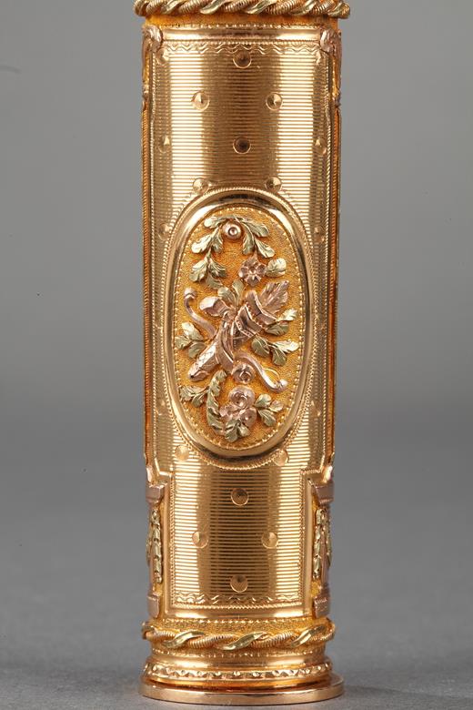 case, gold, Louis XVI, 18th , century, guilloché, trophies, wax,seal