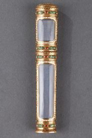 GOLD AND ENAMEL CASE FOR WAX.<br/>LOUIS XVI PERIOD.